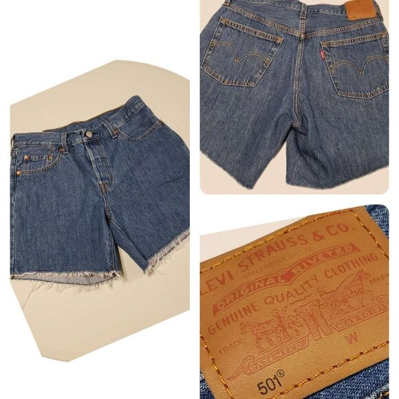Levi's 501 Cutoffs 28" Waist (measured: 30") 100% Cotton Button Fly - Picture 1 of 12